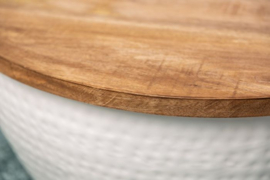 Handgemaakte salontafel ORIENT STORAGE 60cm wit acacia met opbergruimte