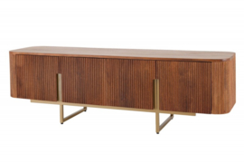 Design tv-meubel GATS 160cm bruin mat goud mangohout retro