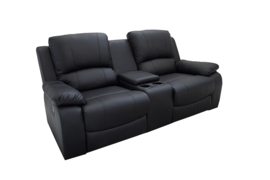 Exclusieve 2-zits bioscoopfauteuil HOLLYWOOD 186 cm zwarte tv-fauteuil met bekerhouder