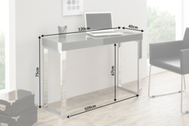 Design console GRIJS BUREAU 120cm donkergrijs hoogglans kantoortafel