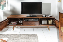 Massief tv-lowboard  140cm acacia bruin goud retro design
