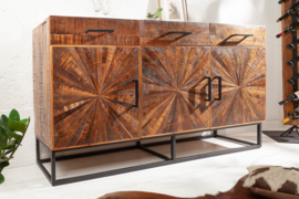 Massief dressoir WOOD ART 160 cm mangohout in industriële stijl