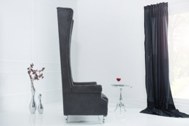 Barokke Troonstoel antiek grijs met decoratieve doorgestikte Chesterfield fauteuil