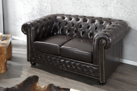 Elegante Chesterfield 2-zits bank  Coffee bruine knoop stiksels