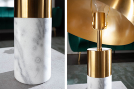 Elegante tafellamp 52cm goud wit met marmeren voet
