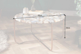 Handgemaakte salontafel NOBLE 62 cm blauw afneembaar agaat blad