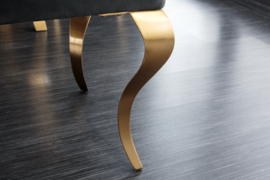 Design bank MODERN BAROK 175cm zwart fluweel goud roestvrij staal
