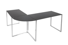 Hoek Bureau  Zwart Glas - 38381