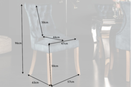Eetkamerstoel  petrol fluweel landelijke stijl met comforthandvat set van 2