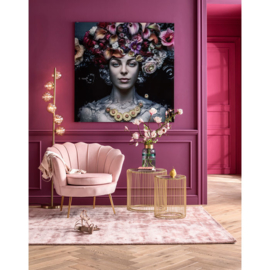 Ingelijste kunst glas Flower Art Lady 120x120cm