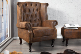 Chesterfield fauteuil antiek bruin