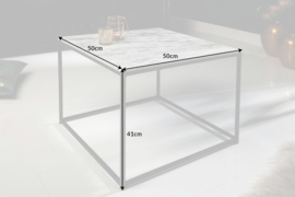 Elegante salontafel ELEMENTS 50cm wit met een gepolijst marmeren blad