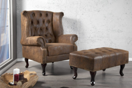 Chesterfield fauteuil antiek bruin