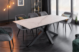 Moderne keramische eettafel ETERNITY 180-225 cm in marmerlook uitschuifbaar