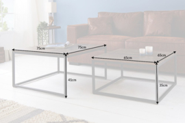 Set van 2 industriële salontafels ELEMENTS 75 cm acaciahout verweerd massief hout