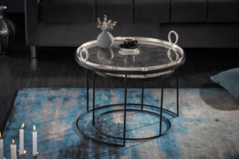 Elegante set van 2 salontafels ELEMENTS 62 cm zilver met afneembaar tafelblad