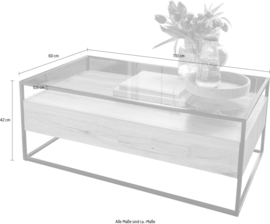 Glazen salontafel met 2 laden 110 cm MDF Sonoma