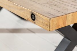 Massieve salontafel THOR 110cm naturel gerecycled grenen industrieel design X-frame