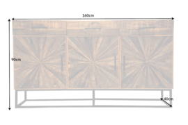Massief dressoir WOOD ART 160 cm mangohout in industriële stijl