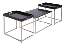 Moderne design salontafel set van 3 ELEMENTS 75 cm zwart stalen dienbladtafel