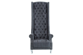 Barokke Troonstoel antiek grijs met decoratieve doorgestikte Chesterfield fauteuil