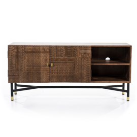 Gegrafeerd TV meubel Isa 2-drs. - donker bruin 130cm