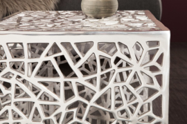 Handgemaakte salontafel ABSTRACT 49 cm set van 2 zilver in gap-design