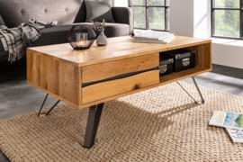Salontafel met massieve boomrand LIVING EDGE 110 cm geolied wild eiken
