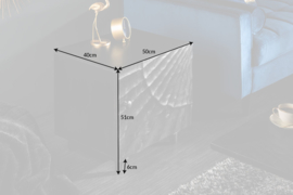 Massieve salontafel SCORPION 50 cm zwart mangohouten bijzettafel met 3D-houtsnijwerk