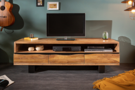 Massief tv-bord  160 cm acacia honingkleurig metalen lowboard met boomrand