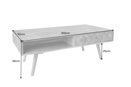 Massief houten salontafel MYSTIC LIVING 100cm natuurlijke acacia met opberglades opbergvak