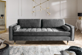 Elegante design 3-zitsbank COSY VELVET 225 cm grijs fluweel stof