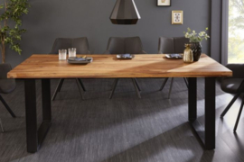 Massieve eettafel IRON CRAFT 180cm Sheesham-steenafwerking Industrieel ontwerp