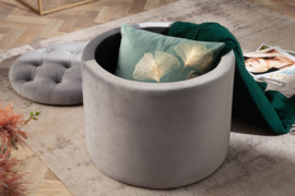 Elegante kruk MODERN BAROQUE 50 cm zilvergrijs fluwelen opbergmand