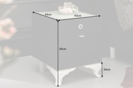 Elegant nachtkastje VERSAILLES 43cm zwart fluweel met lade indirecte verlichting
