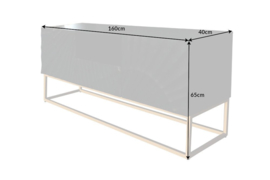 Massief tv-lowboard 160 cm zwart mangohout, gedetailleerd 3D-snijwerk