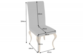 Elegante stoel MODERN BAROK zwart fluweel goud RVS poten