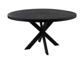 Ronde eettafel - ø130x76 - Zwart - Mangohout/ijzer