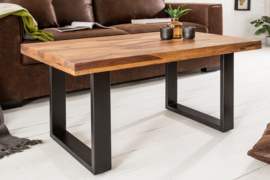 Solide salontafel IRON CRAFT 100 cm Sheesham steen industrieel design