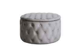 Elegante salontafel / Poef  MODERN BAROK 75 cm grijze fluwelen kruk met opbergruimte