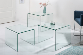 Glazen Salontafel met bijzettafels set van 3 model