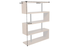 Design wandmeubel  boekenkast met vijf planken S 165 cm eiken look