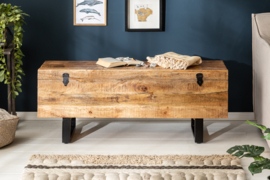 Industriële kistbank 115cm natuurlijke mangohouten ook te gebruiken als tafel en tv meubel