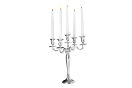 Kandelaar MODERN BAROK 40cm zilveren 5-armige kroonluchter gepolijst aluminium kaarshouder