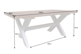 Elegante salontafel LONG ISLAND 110cm mangohout X-frame landelijke stijl