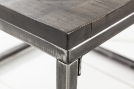 Industriële salontafel INFINITY HOME 100 cm grijs mangohouten frame, gebogen