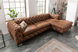 Chesterfield hoekbank MODERN BAROK 275 cm antiek bruin 3-zits