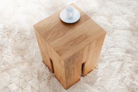 Elegante bijzettafel CASTLE 30 cm naturel geolied wild eiken poef