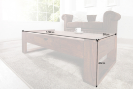 Solide salontafel MARKANT 100cm Sheesham met lade