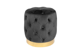 Elegante  BAROCK Poef 37 cm zwart goud fluweel